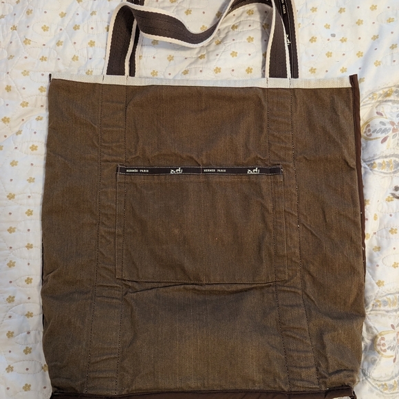 Handmade bag from Hermes dust bag and ribbons with cotton lining - Picture 11 of 14